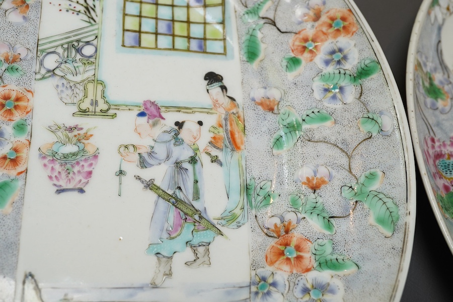 Three Chinese enamelled porcelain plates, mid 19th century